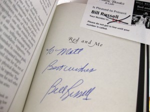 Bill Russell autographed book, Red and Me