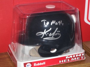 Kevin Youkilis autographed mini helmet