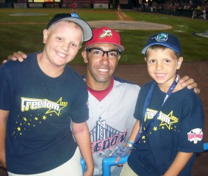 Blake and his brother Gavin with 2012 Atlantic League All-Star MVP Fehlandt Lentini