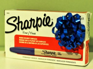 Blue Sharpies with a bow