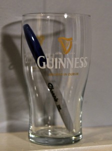 Sharpie in pint glass