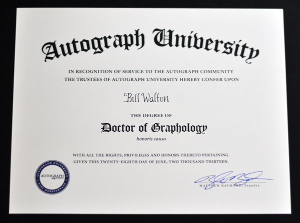 Bill Walton diploma