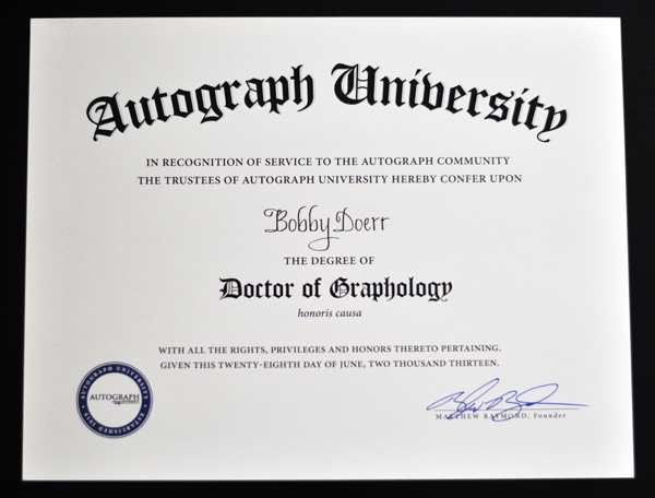 Bobby Doerr diploma