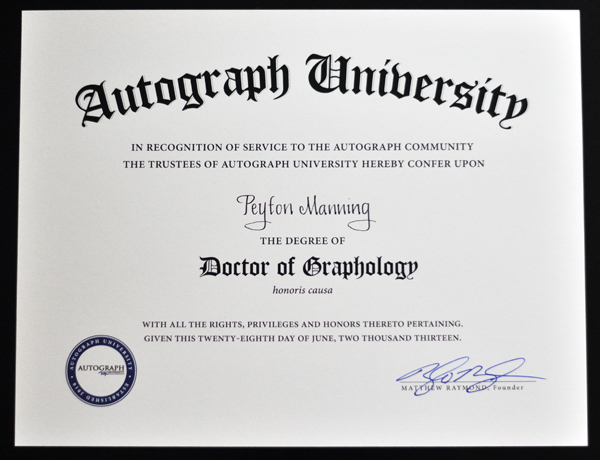 Peyton Manning diploma